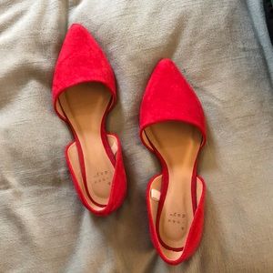 Red suede flats